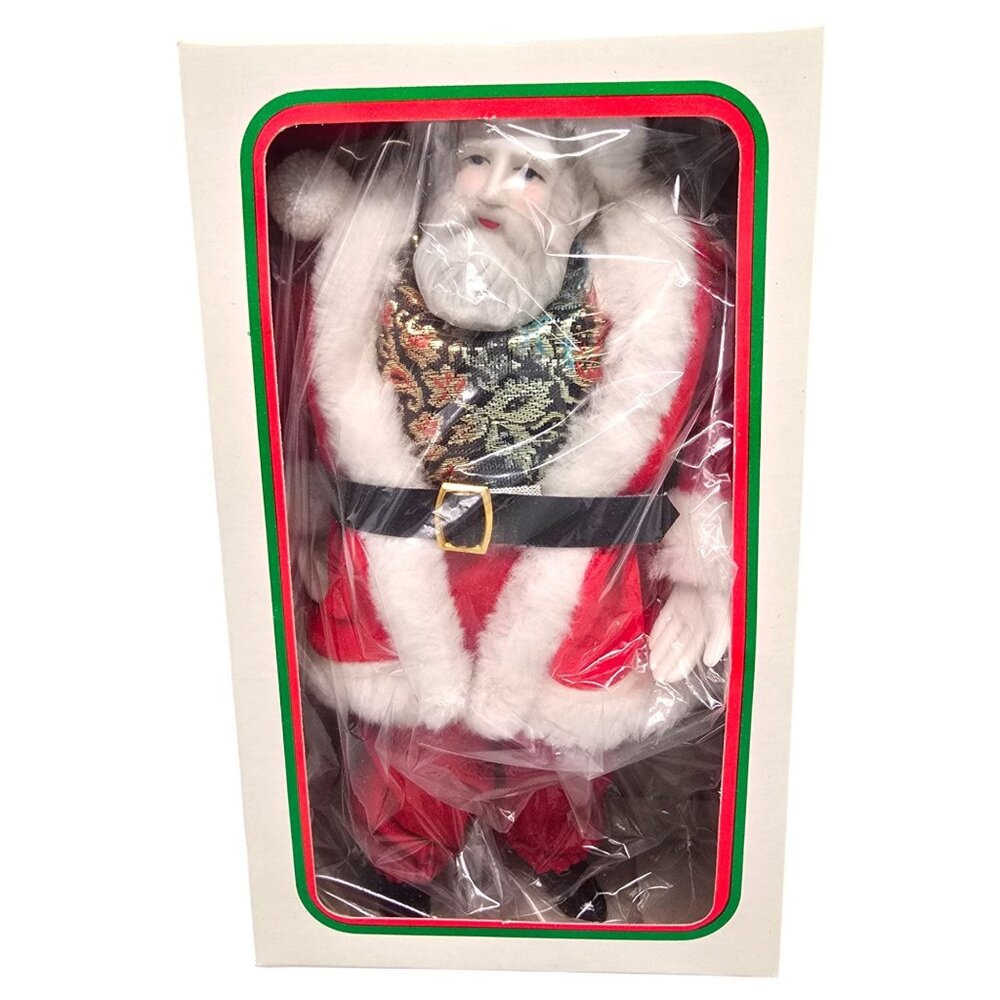 Vintage Roman Santa Claus Figurine 10" Tall‎ Red Velvet Outfit & Faux Fur Trim